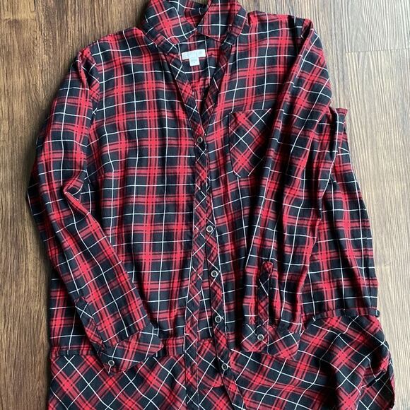 J Jill Plaid Long Sleeve Top - Picture 1 of 7